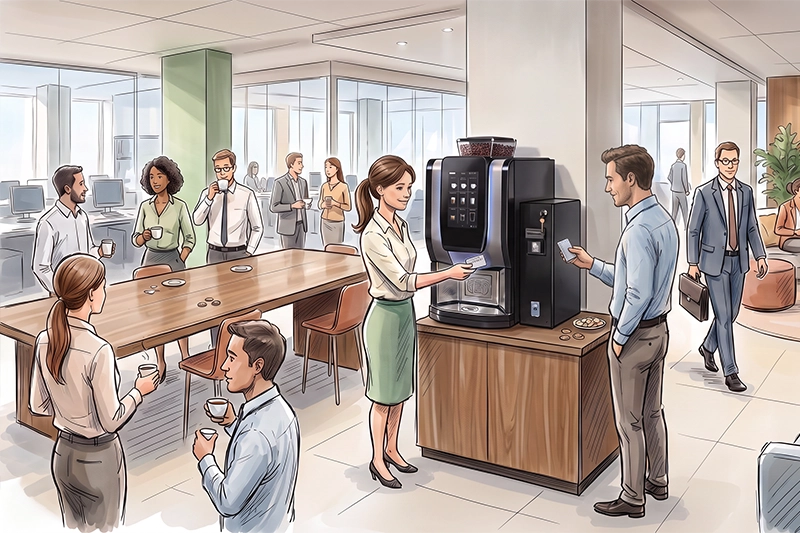 Bezahlsystem für Kaffeevollautomaten im Büro